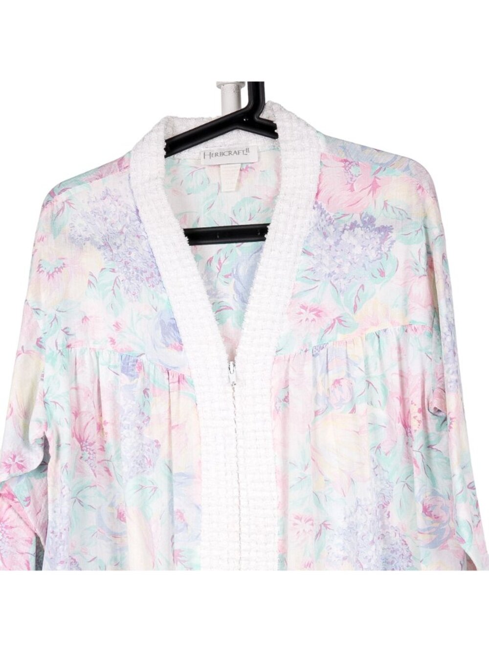 Floral VTG Robe Womens S Full Zip Grammacore Sweet USA Thin Cotton Herbcraft - Picture 2 of 7